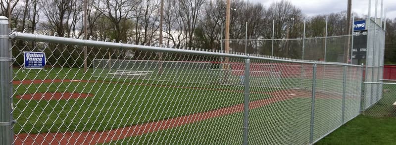 Chain link fence around a baseball field